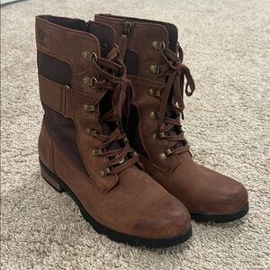 SOREL Brown Leather Lace-Up Boots
